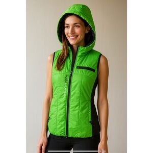 MARTINI PRIMALOFT NYLON VEST WOMENS LG ATHLETIC ALPINE SPORTY AUSTRIA HOODED